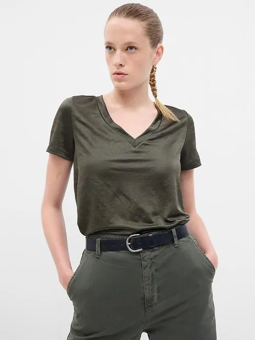 Vintage Satin V-Neck T-Shirt