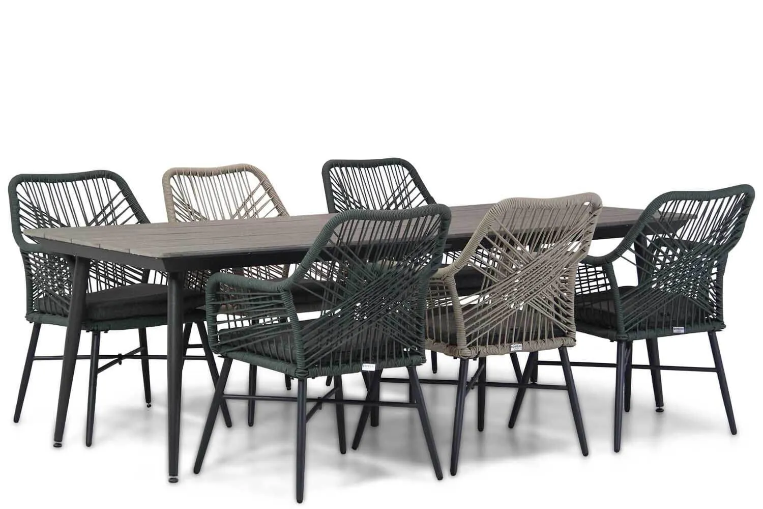 Domani Foris/Matale 240 cm dining tuinset 7-delig naturel-green