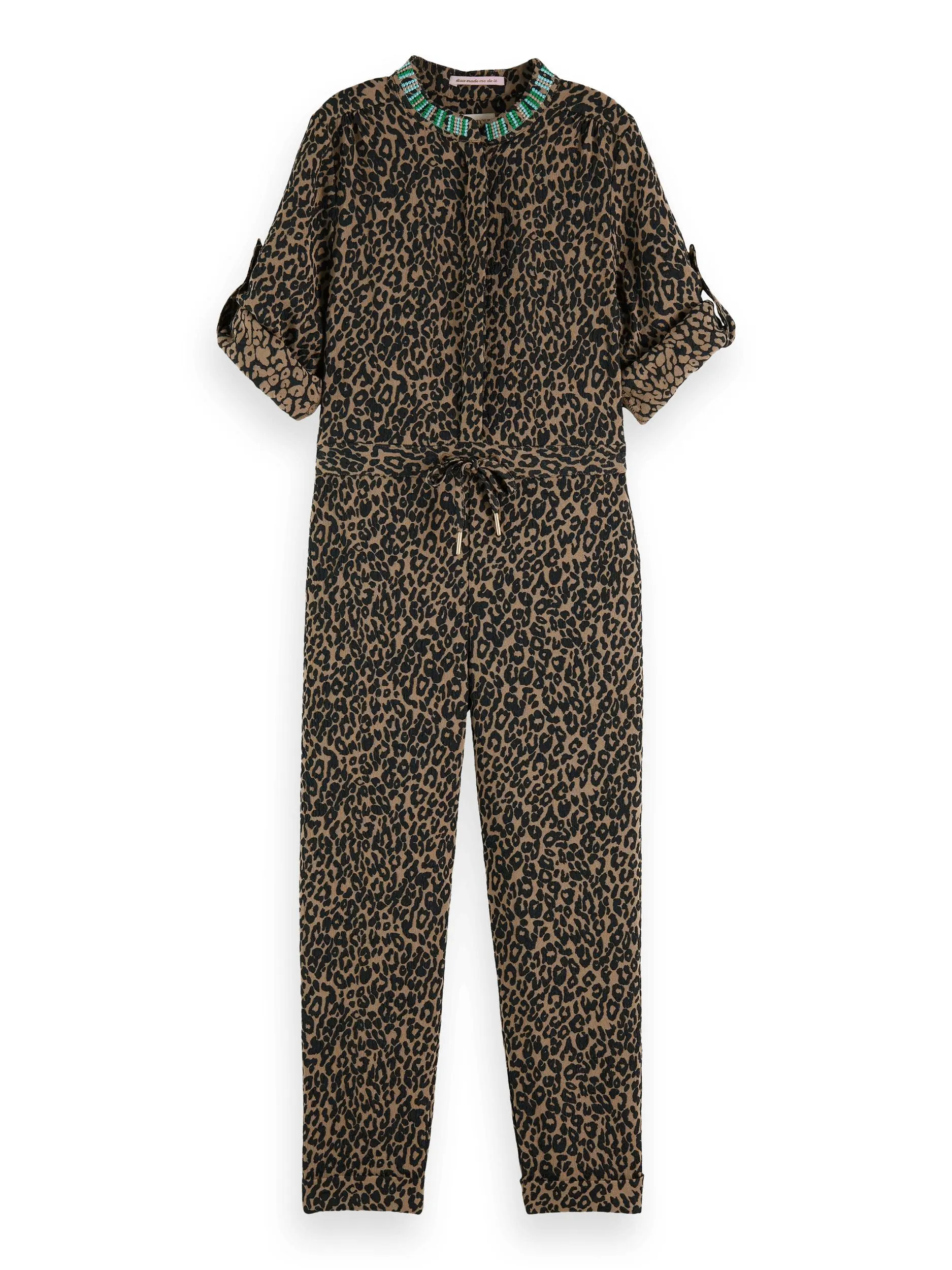 Belted crewneck jumpsuit