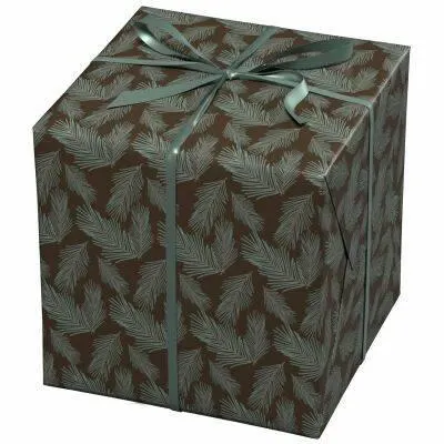 Cadeaupapier - 10 meter - bruin/dennennaalden
