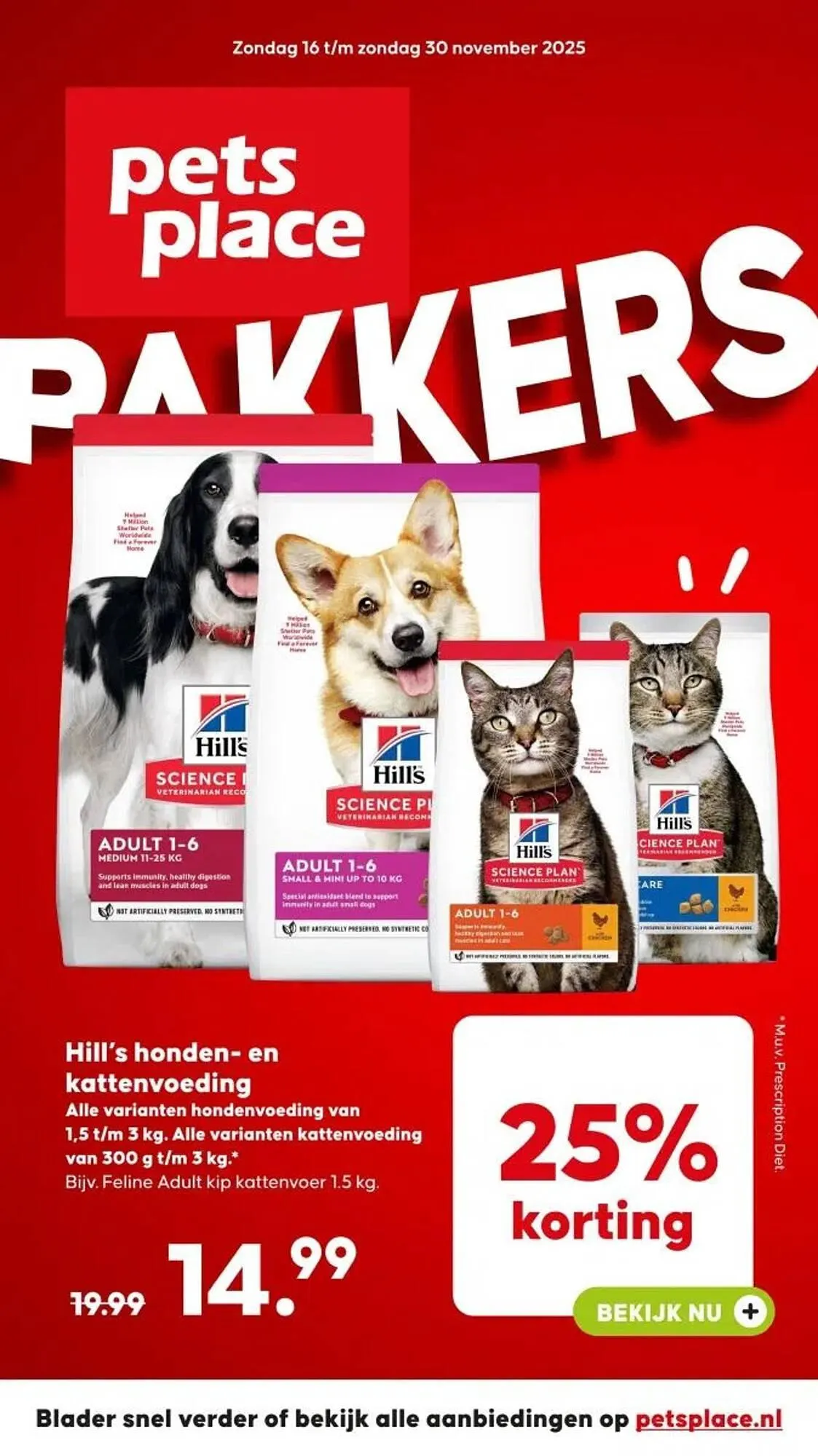 Pets Place folder van 16 november tot 19 november 2025 - Folder pagina 1