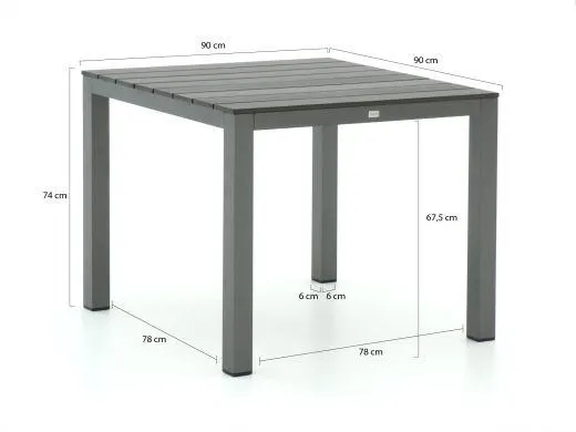 Bellagio Avio/Fidenza 90cm dining tuinset 5-delig stapelbaar