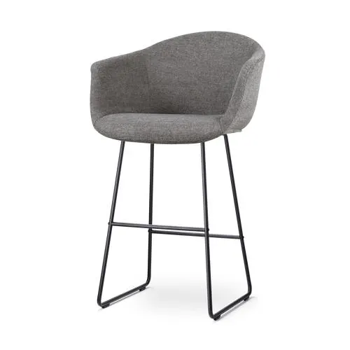 Nolon Nino-Otis Barkruk Donkergrijs - met Armleuning - Zwart - 75 cm