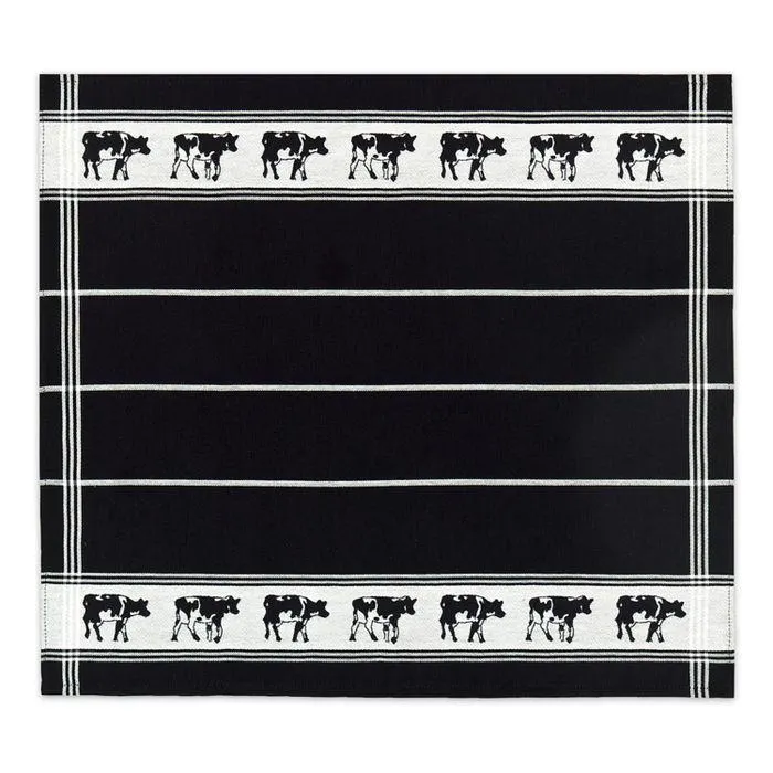 DDDDD Theedoek Zwart Bont 60x65cm - zwart - set van 6