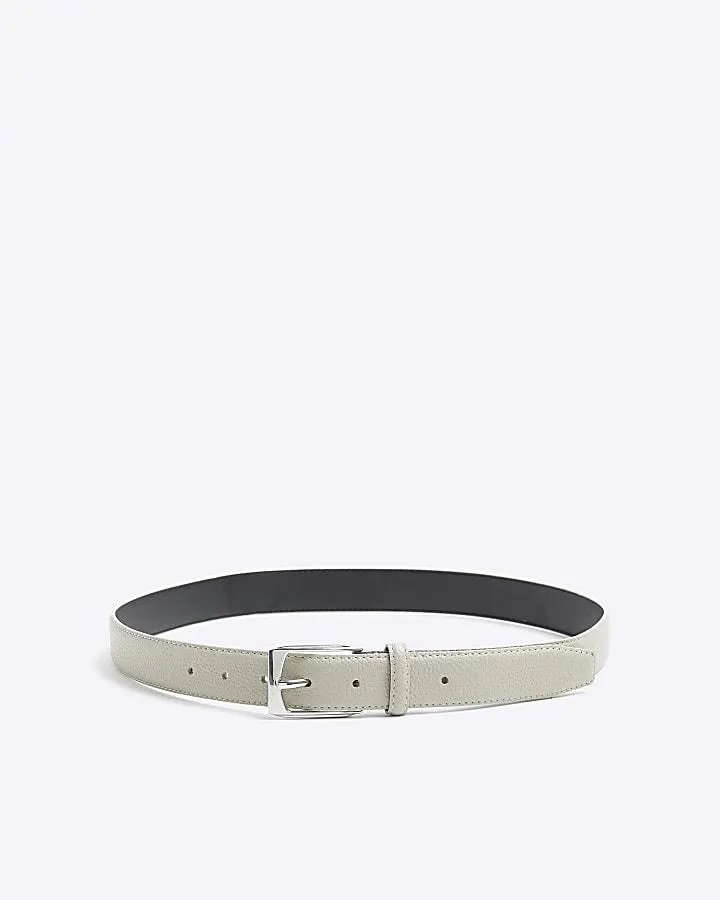 Grey faux leather pebble belt