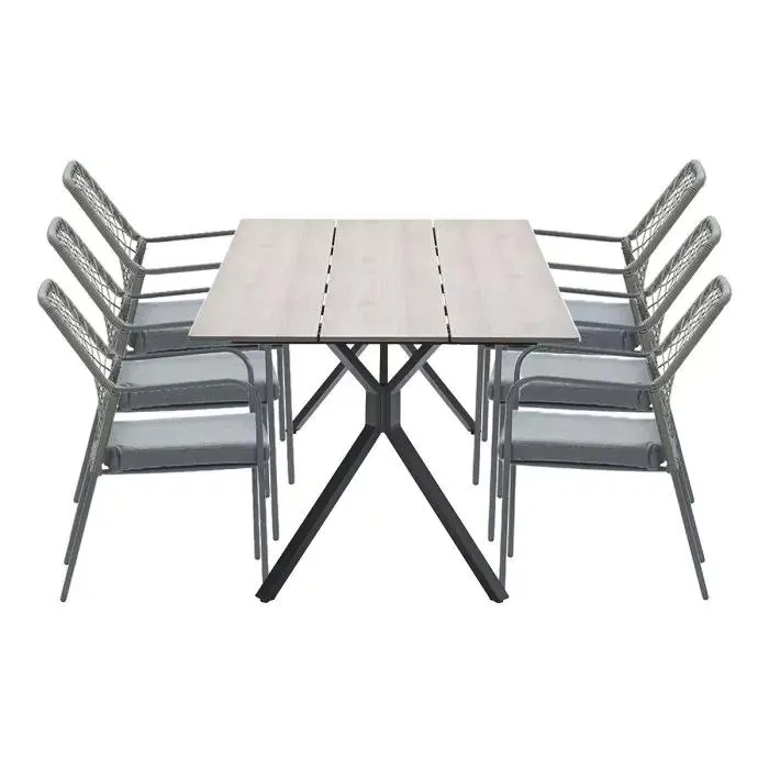 Ross tuinset 7-delig mosgroen - Robin tuintafel 220x100 cm