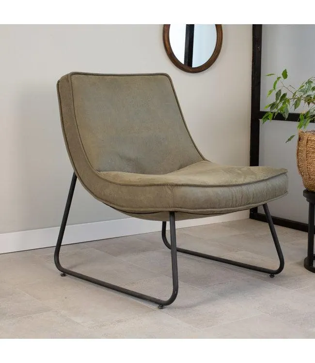 Industriële fauteuil groen Lowen eco leer
