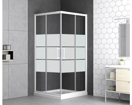 FORM & STYLE Douchecabine hoekinstap Samoa dwarsstrepen decor 78,5/90x195 cm wit