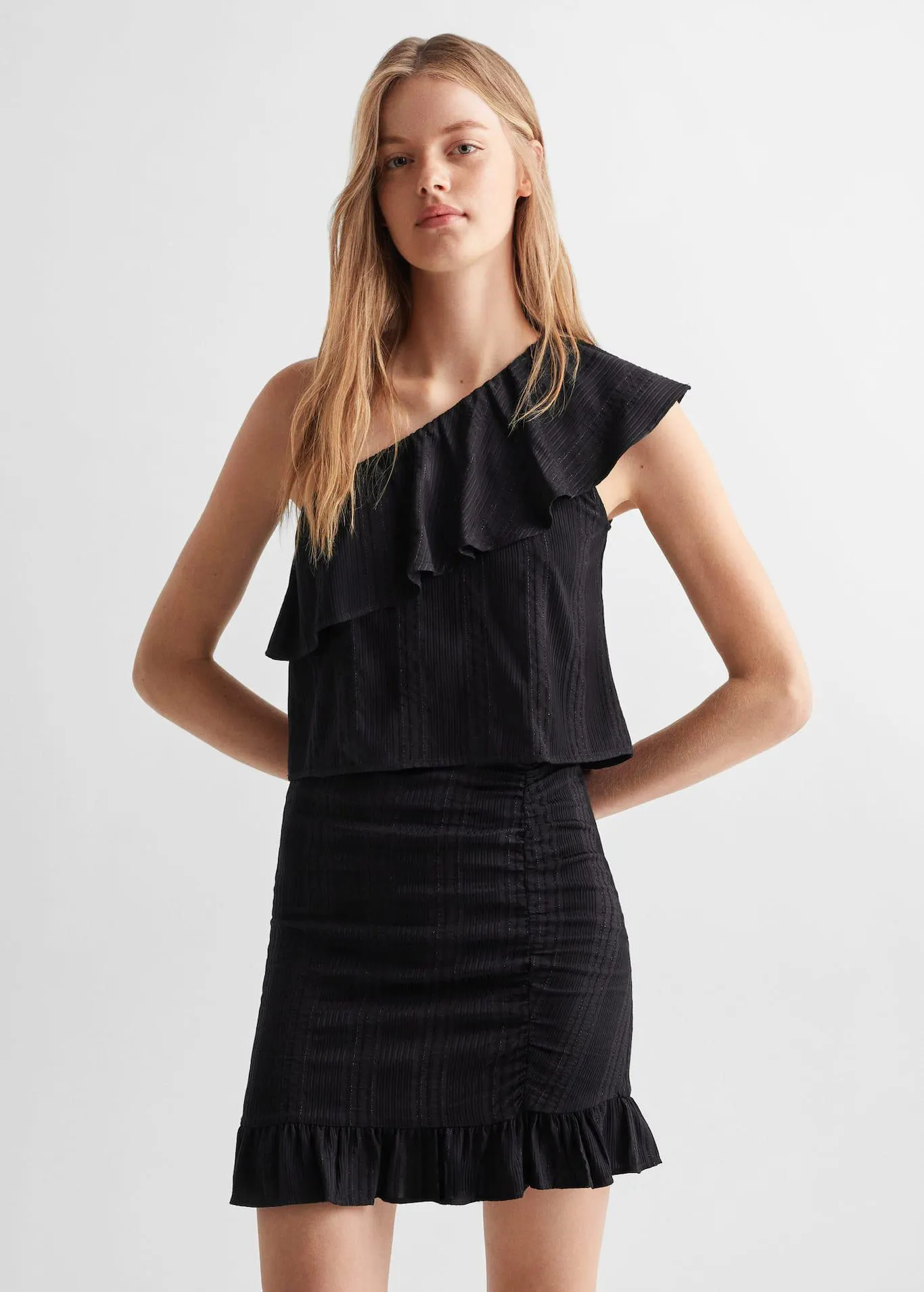 Asymmetrische blouse met glitterdetail