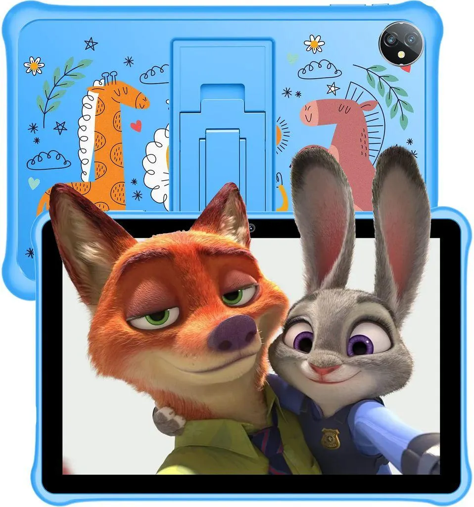 Blackview TabA7 Kids Tablet, 10 Zoll HD+ Display, 5GB RAM 64GB ROM Android 12 WiFi Tablet for Kind mit Kindgerechte Hülle, 6580mAh Akku 5MP+2MP Kamera 1280x800 IPS Touchscreen/eBook Modus/Typ-C, Blau