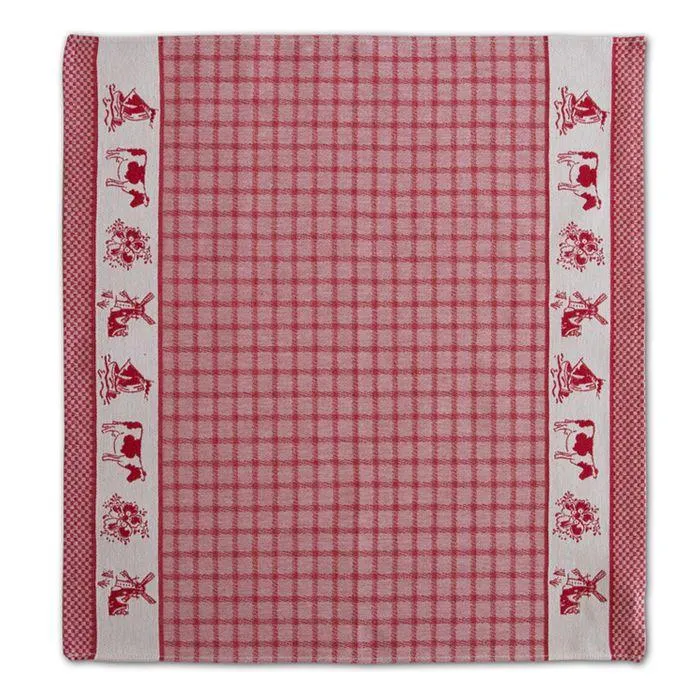 DDDDD Theedoek Dutchie 60x65cm - red - set van 6
