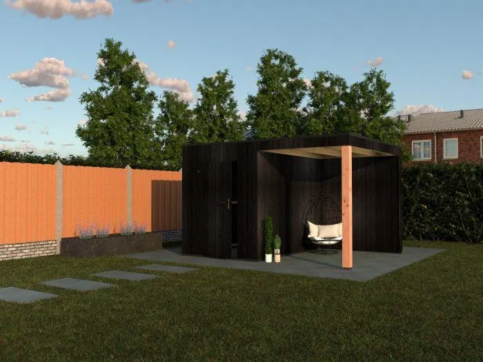 De Hoeve Tuinhuis Kubix 200x300 + Extensie 250