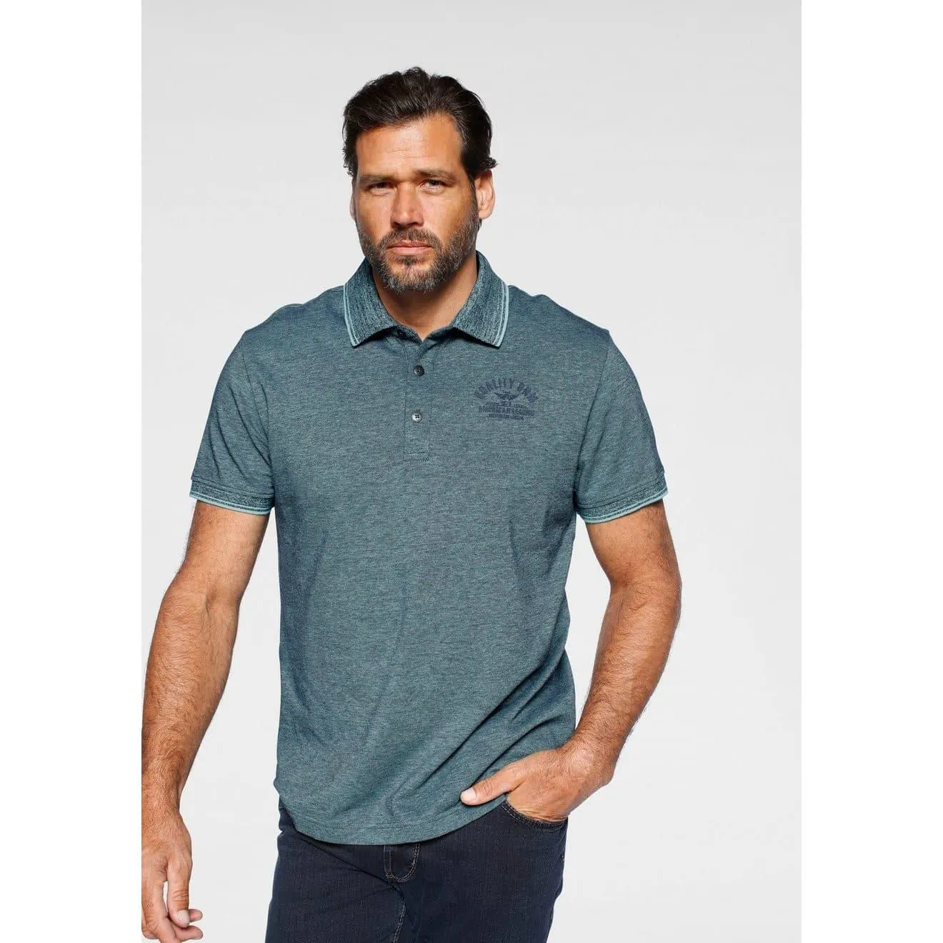 Arizona Poloshirt Korte mouwen, met polokraag, met printapplicaties, van piqué stof