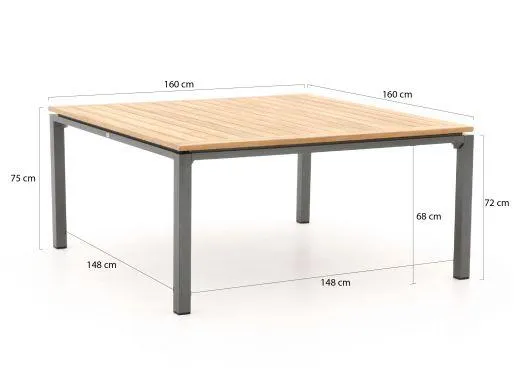 Bellagio Lugo/Linosa 160x160cm dining tuinset 9-delig verstelbaar