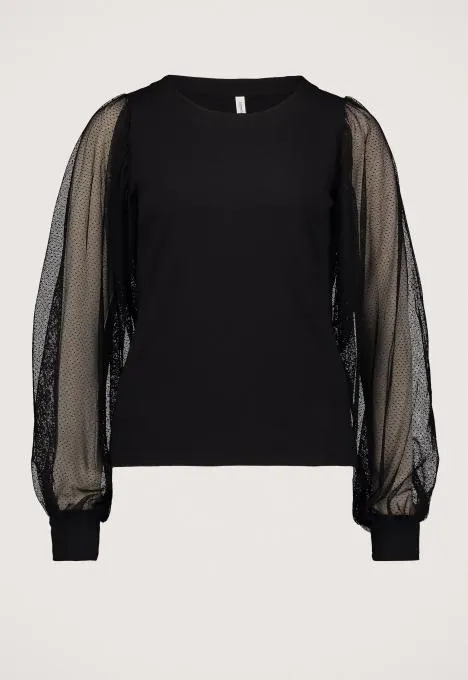 Dotted Mesh Jersey Blouse