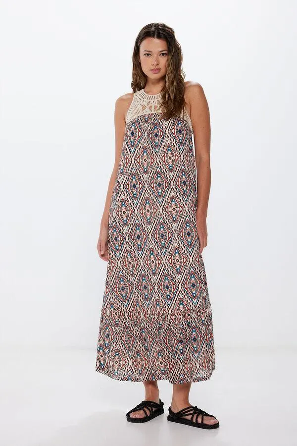 Vestido midi halter crochet