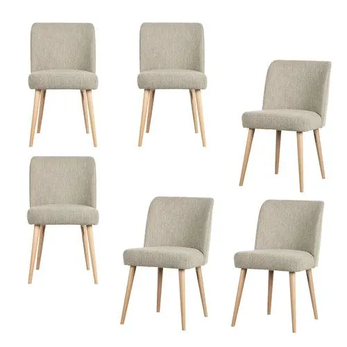 vtwonen eetkamerstoelen Force - Naturel - Grijs - Set van 6