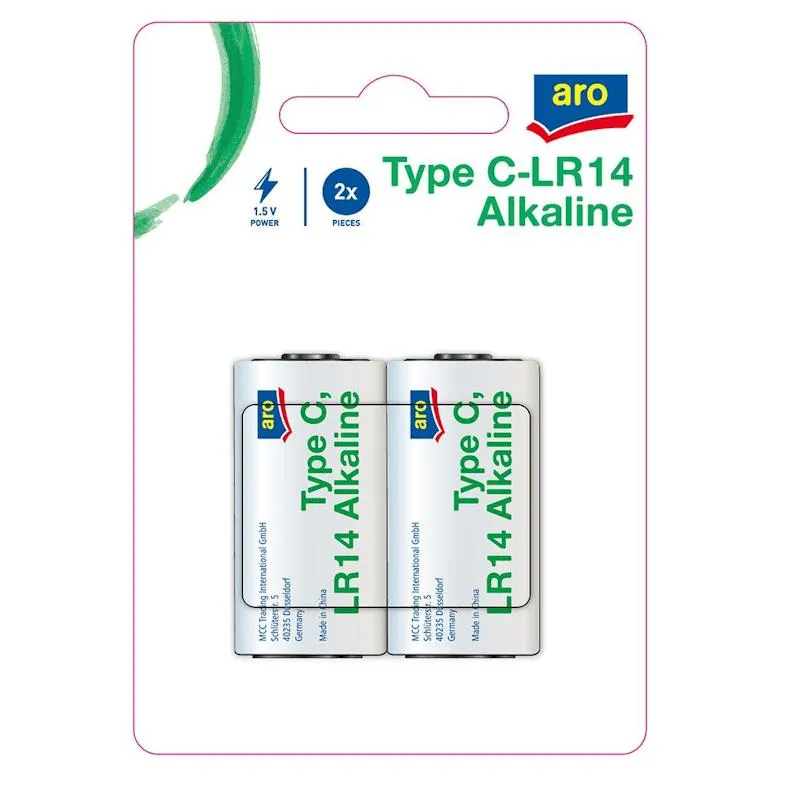 aro C-LR14 alkalinebatterijen, 1,5 V, 2 stuks