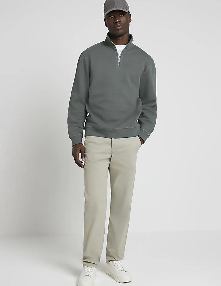 Stone slim fit casual chino trousers