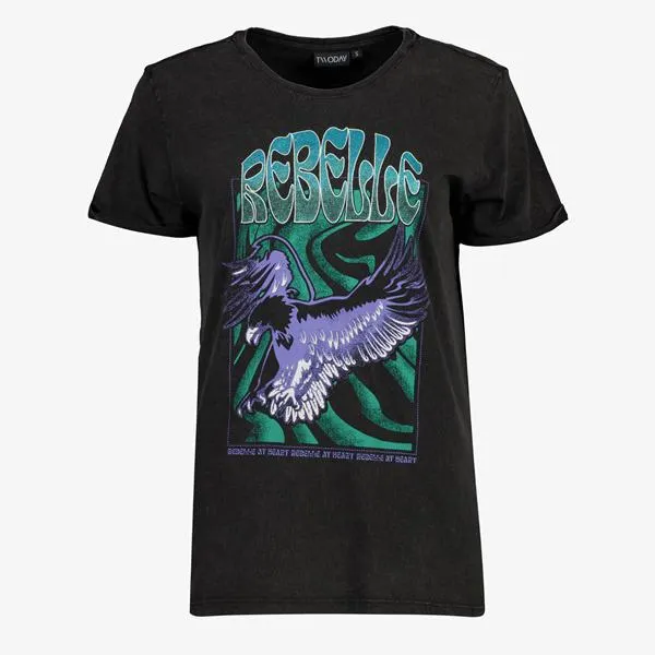 TwoDay dames T-shirt zwart met adelaar