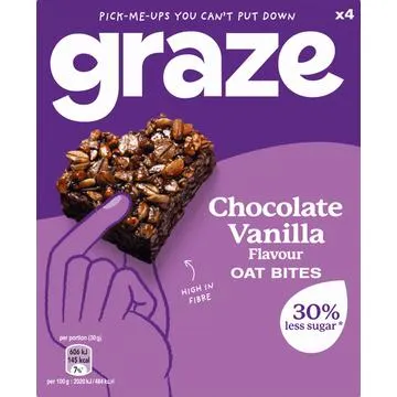 graze Havermoutrepen Chocolate Vanilla Oat Bites 4 x 30g