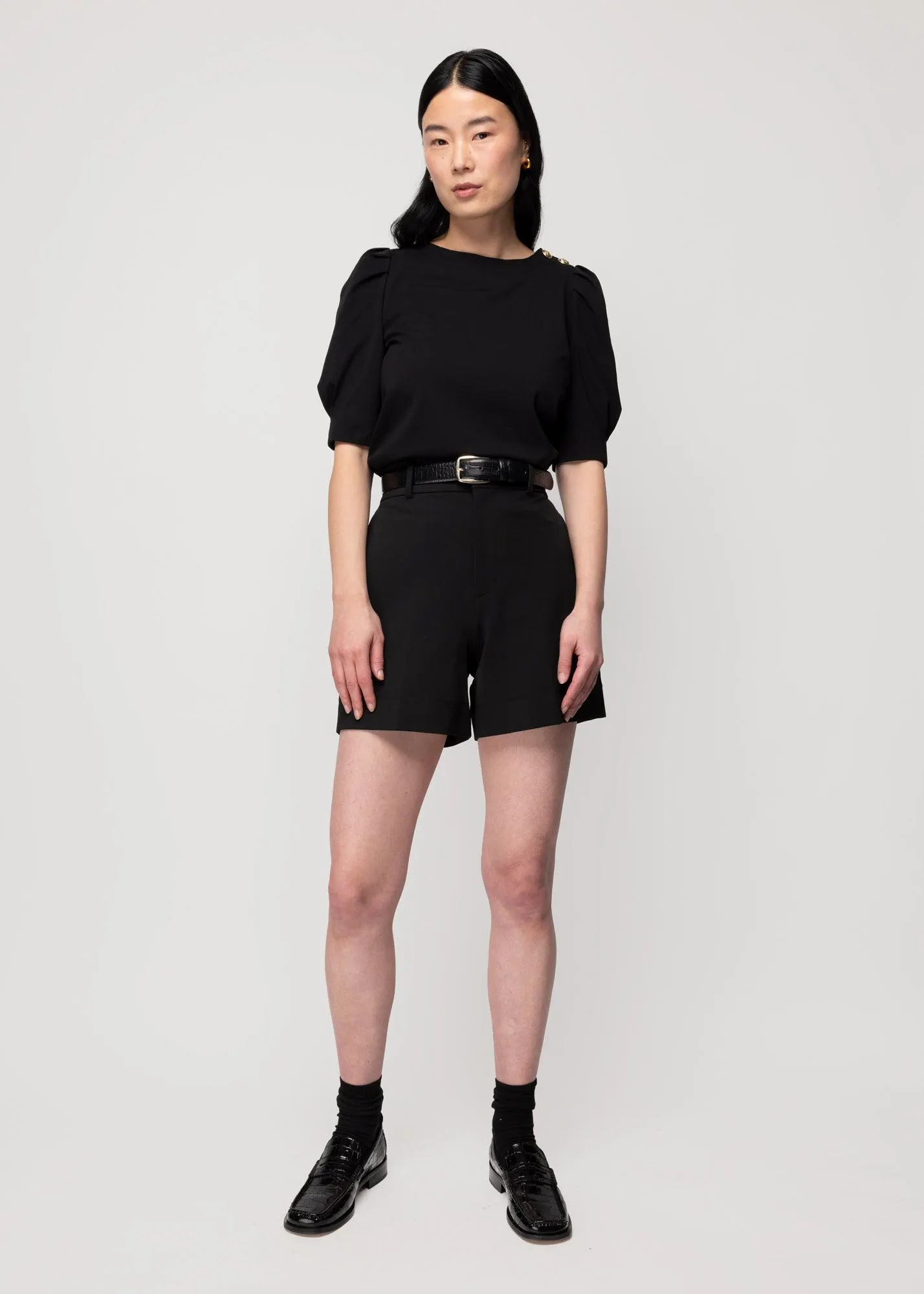 Katoenen top met pofmouw