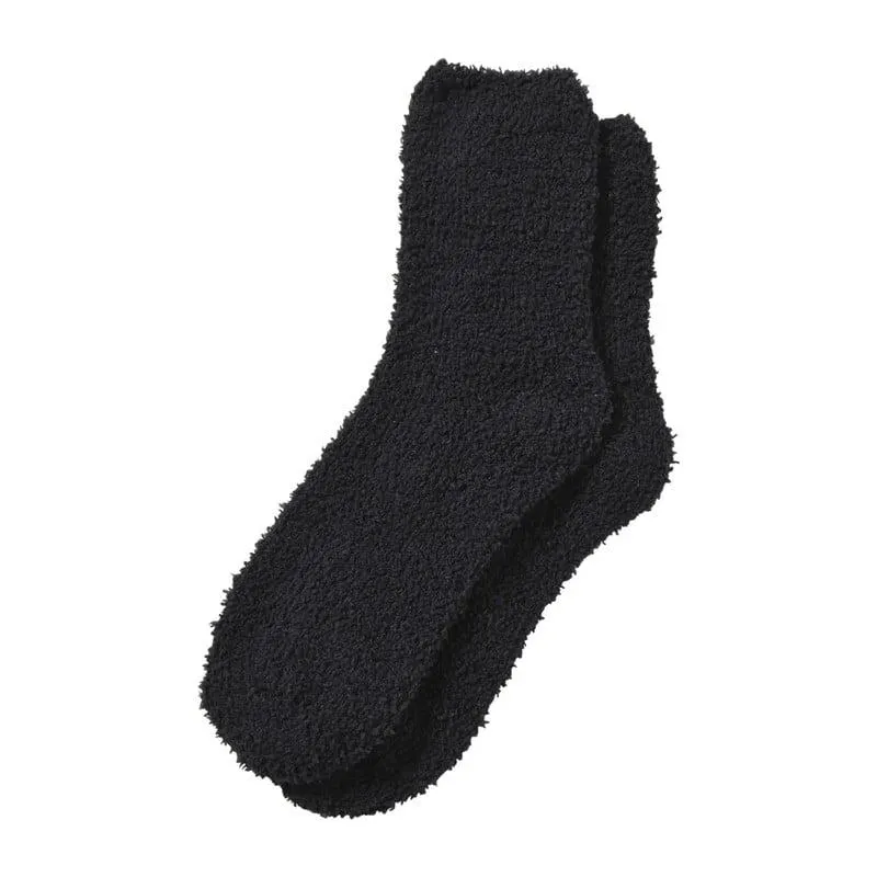 Huissok fluffy - zwart - one size