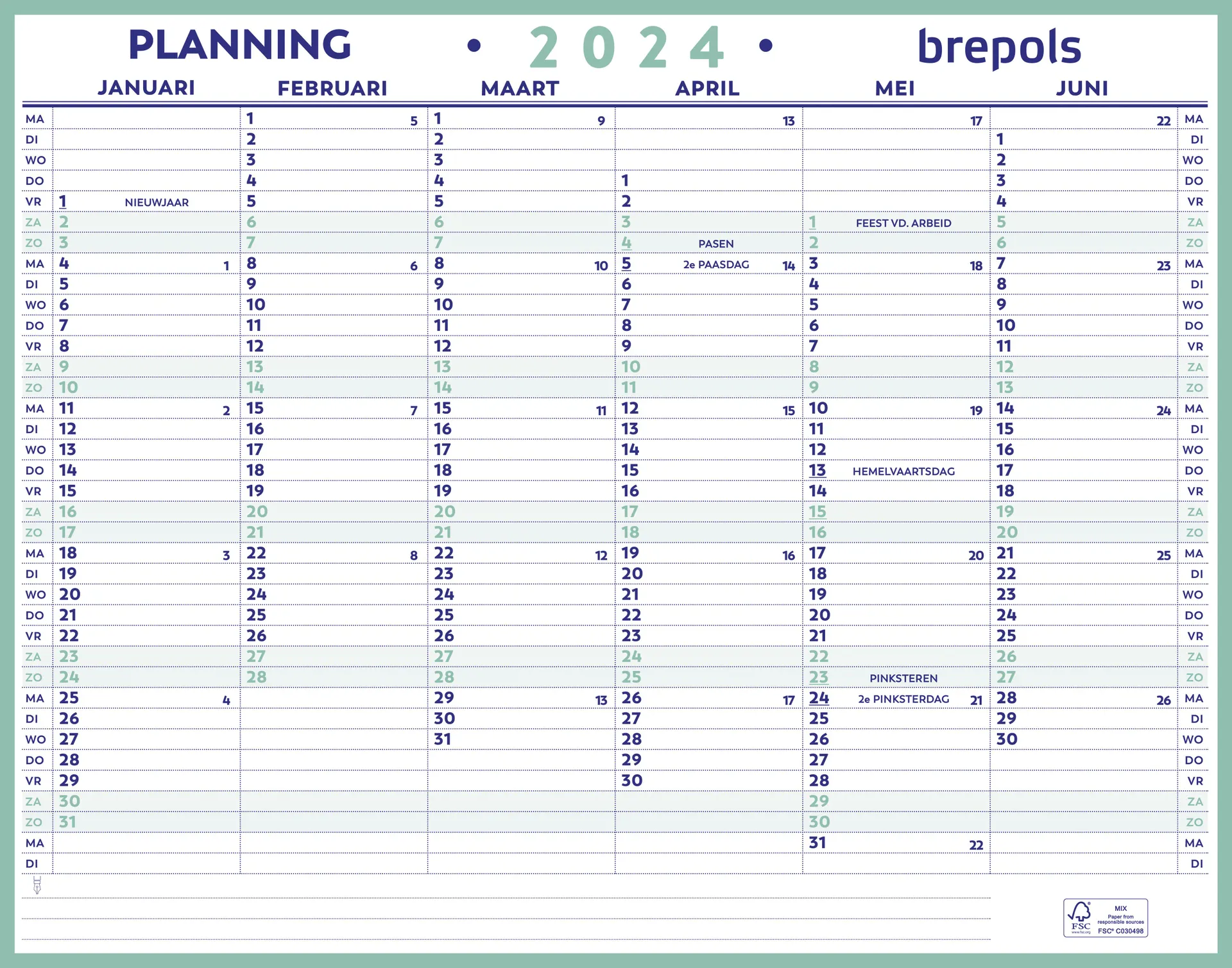 Staples Choice Jaarplanner NL 2024- 420 x 330 mm