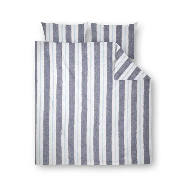 Walra Remade Nautic Stripes dekbedovertrek - Lits-jumeaux (240x200/220 cm + 2 slopen) - Flanel - Donker Blauw
