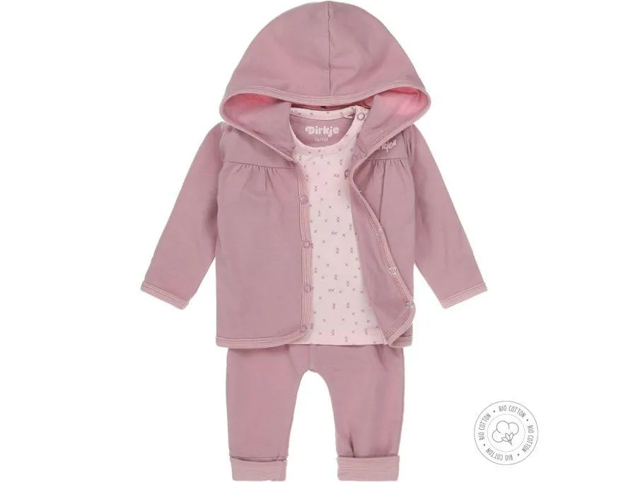 Babypakje 3-delig Dirkje NOOS Bio Cotton Mauve/Light Pink
