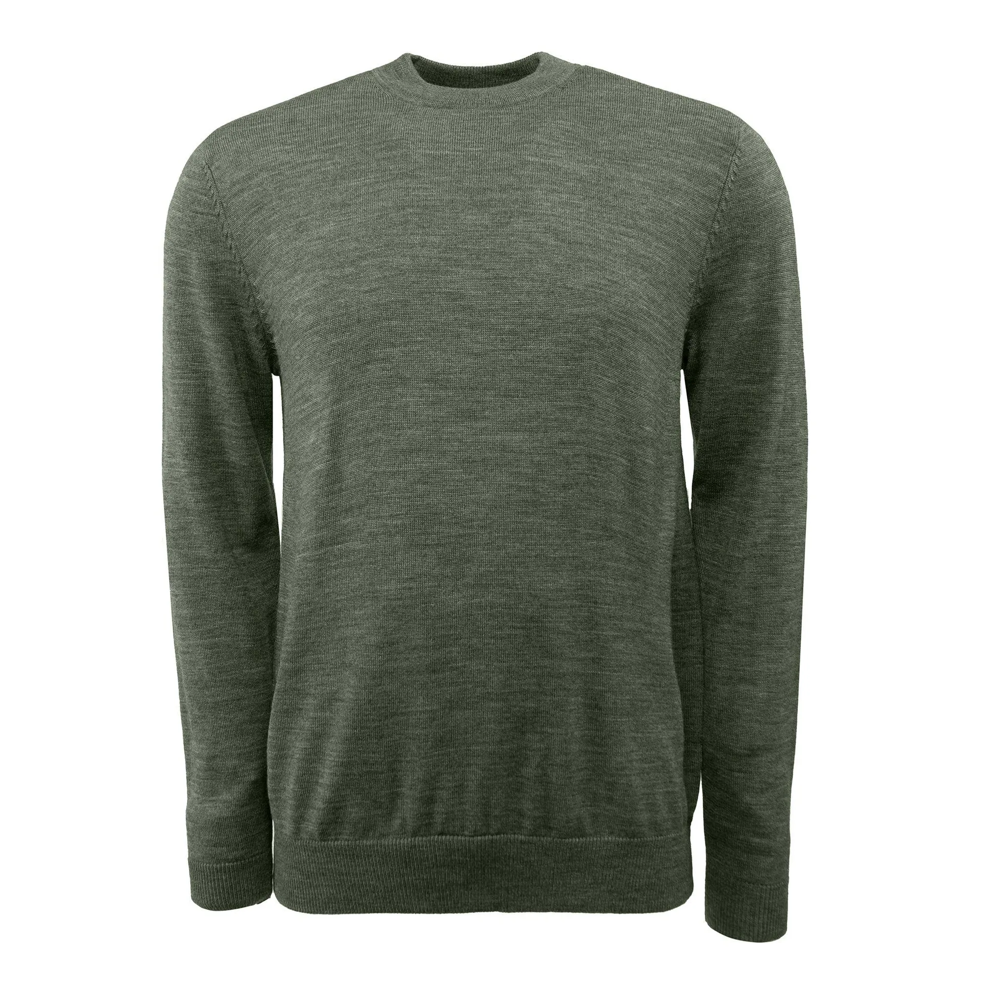 merino wolblend trui ronde hals donkergroen