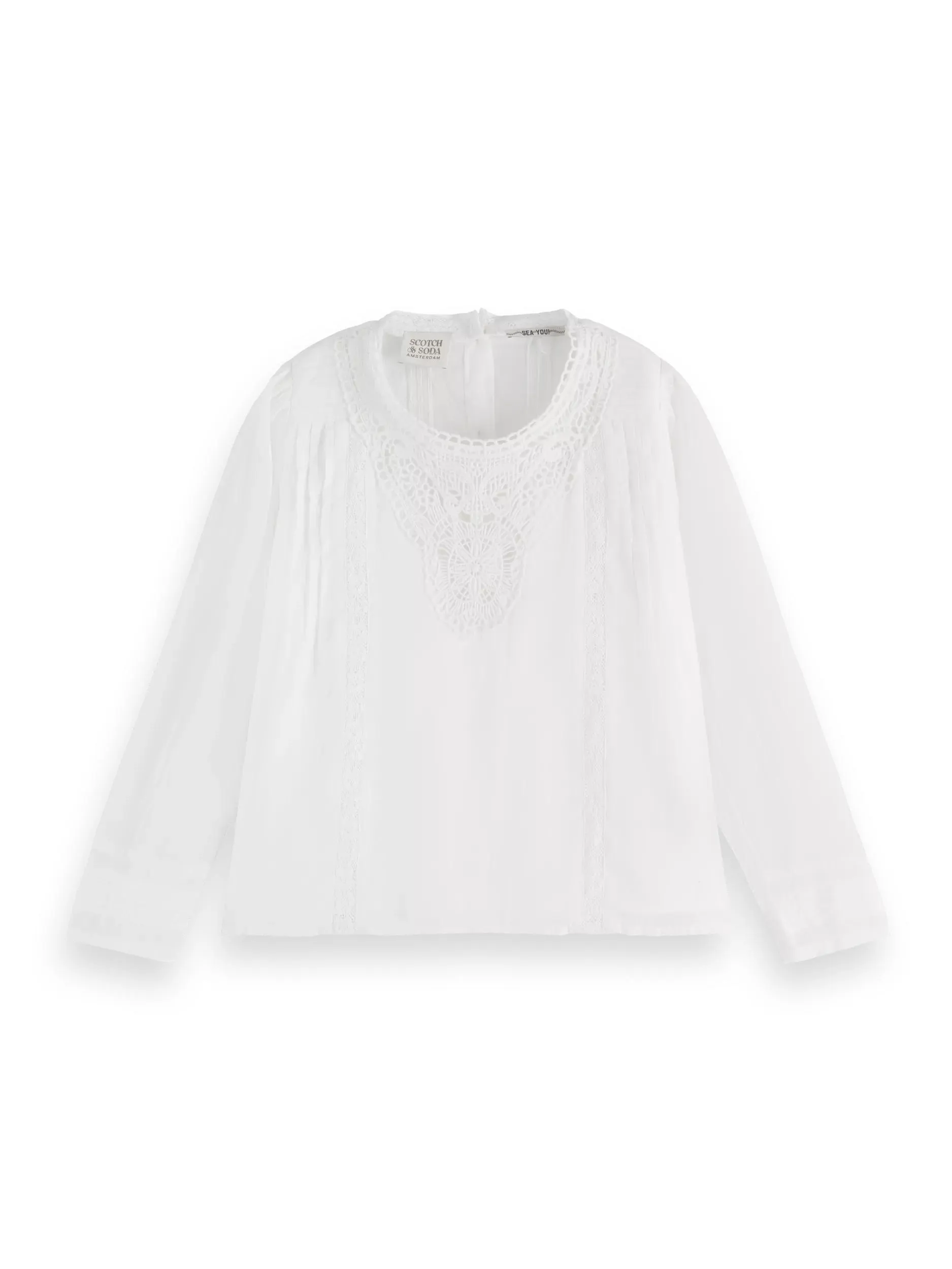 Lace detail long-sleeved blouse