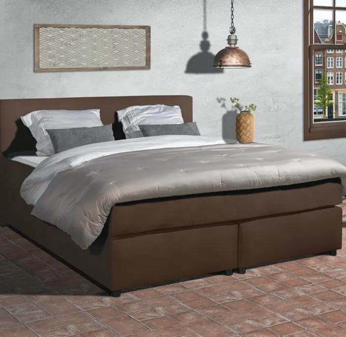 Mörgenn Complete Boxspring Parga Lederlook - bruin