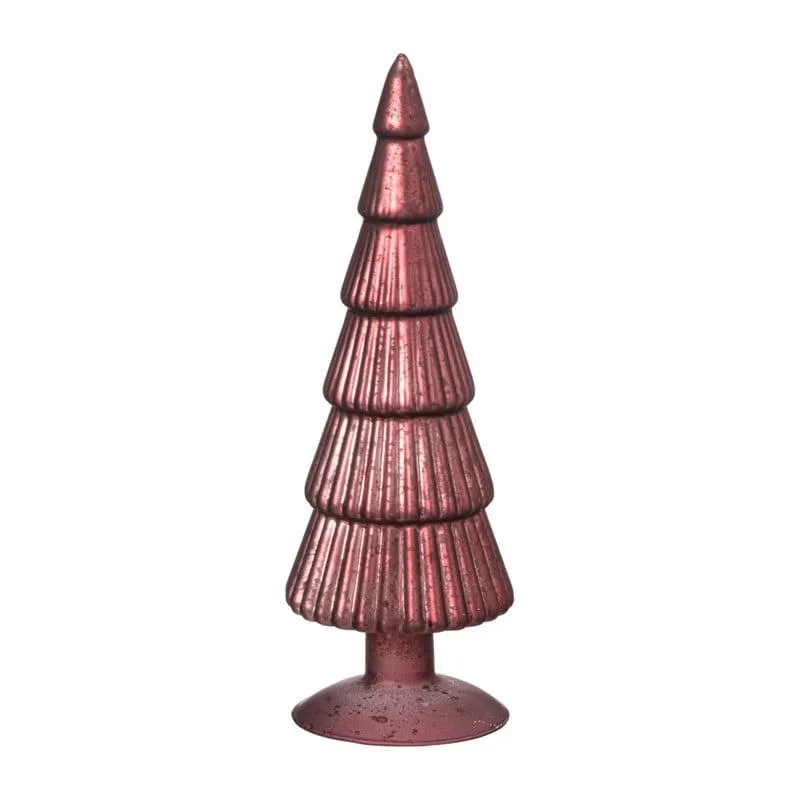 Kerstboom beeldje klein - donkerrood - ø8x24.5 cm