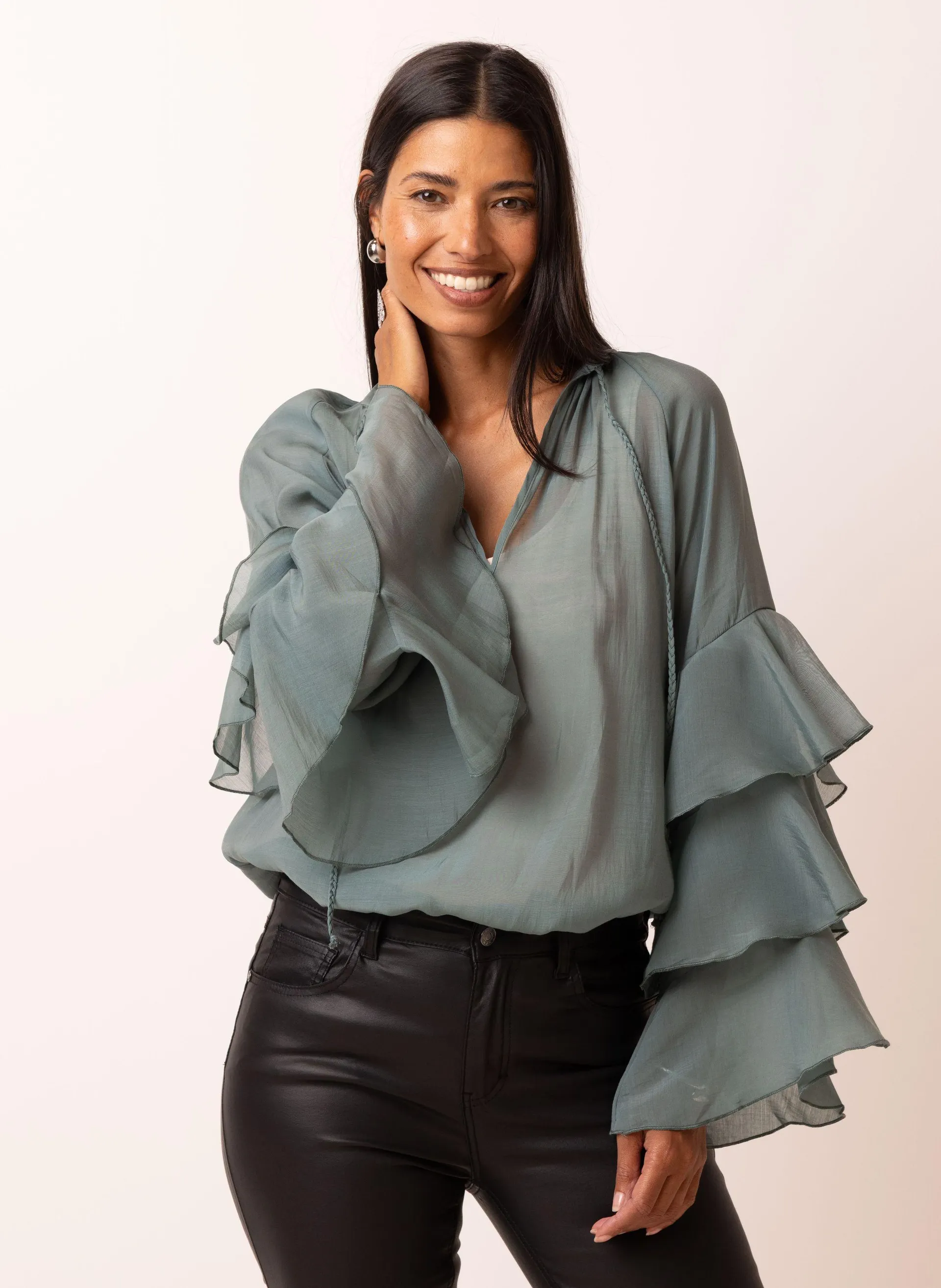 Groene blouse met volants