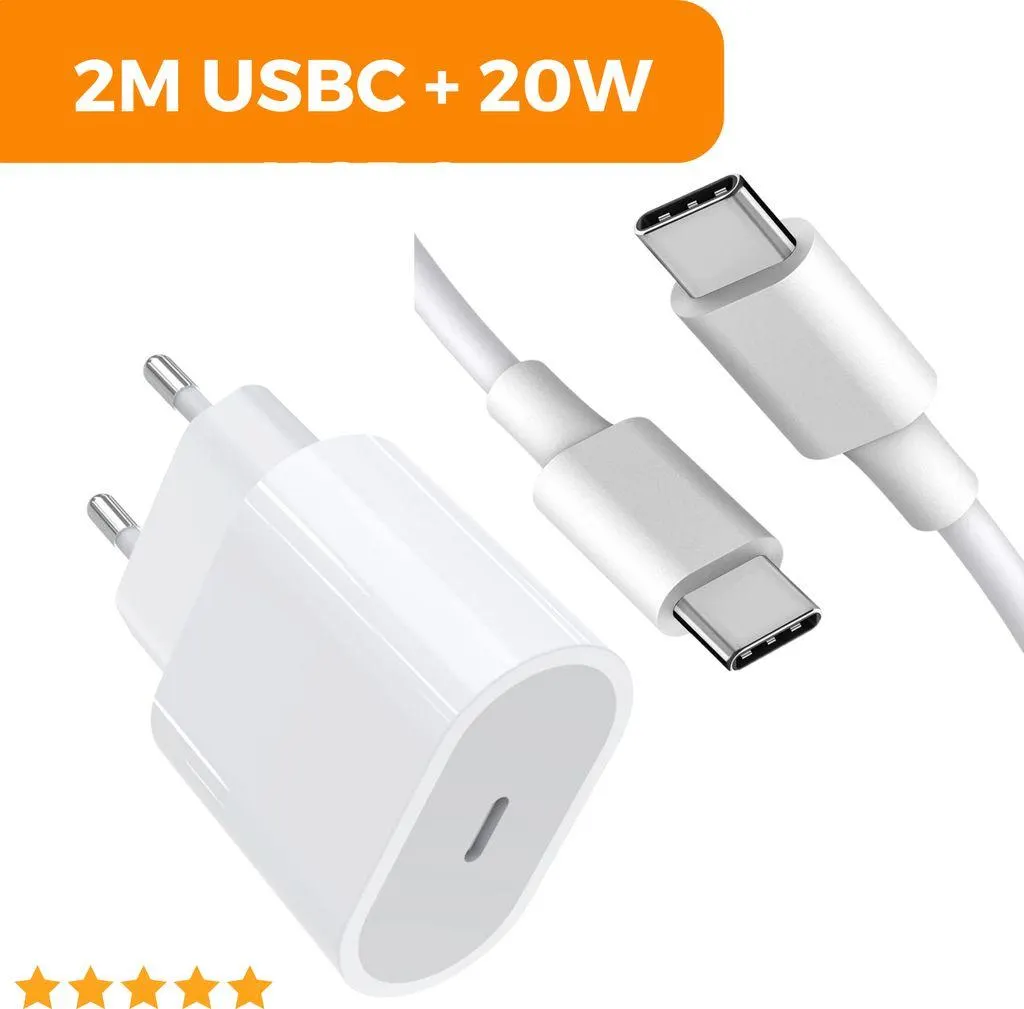 20W USB-C Schnellladegerät + 2m Kabel – Universelles Netzteil für iPhone 15, Galaxy, Xiaomi & Weitere USB-C Geräte, Schnellladen, Robust
