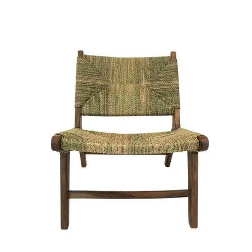 MÔMÉ Lounge Fauteuil Zola - bruin/naturel - walnoothout - 60 x 60 x 73 cm - Boho Chic