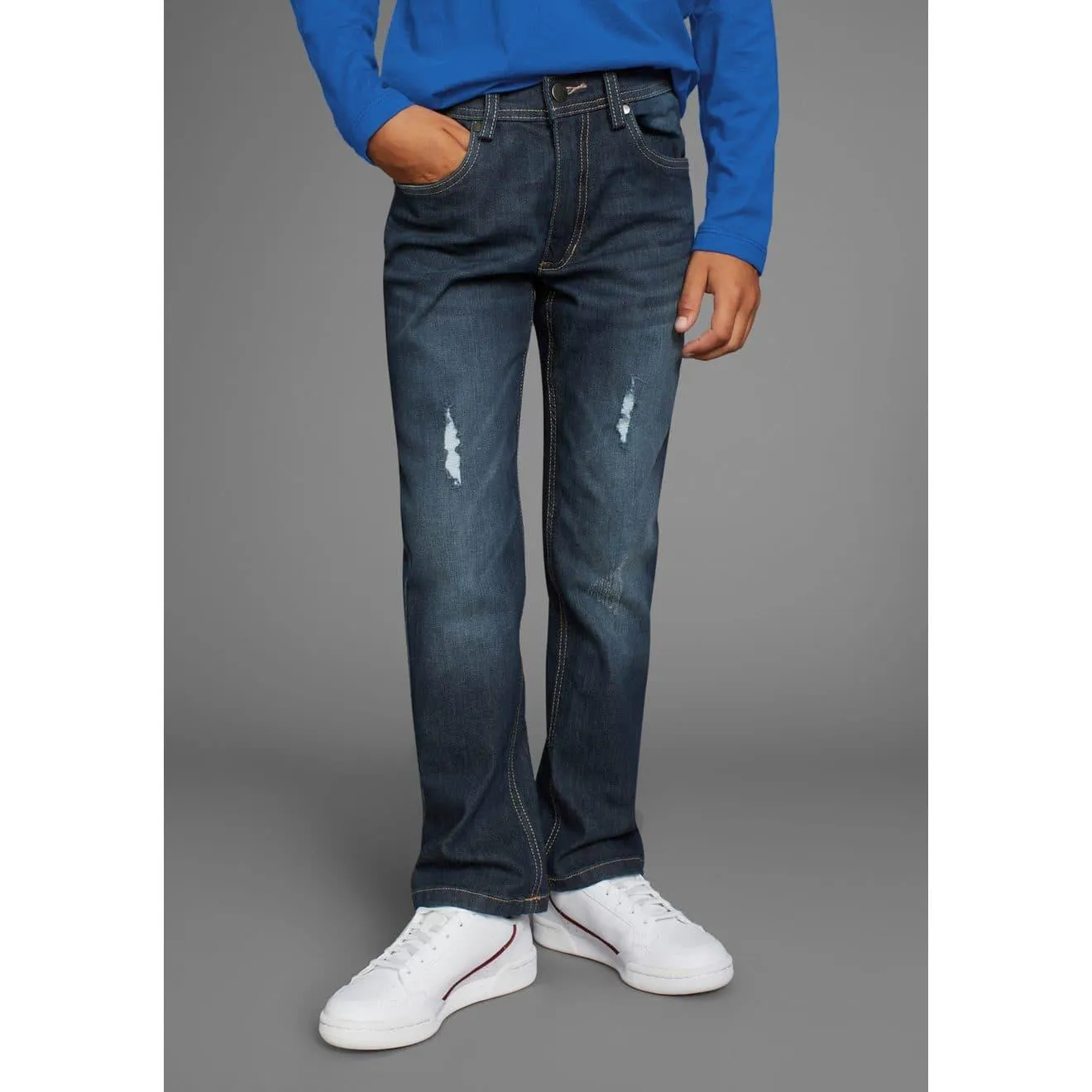 KIDSWORLD Stretch jeans , Straight-fit jeans met Distroy-effecten