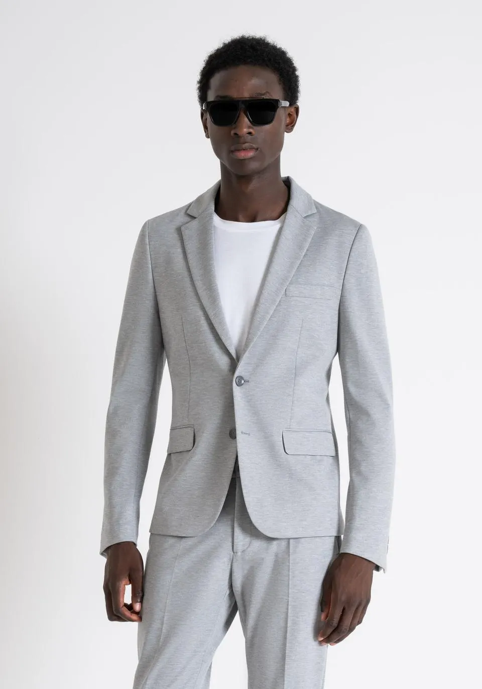 SUPER SLIM FIT ASHE JACKET IN STRETCH VISCOSE BLEND FABRIC