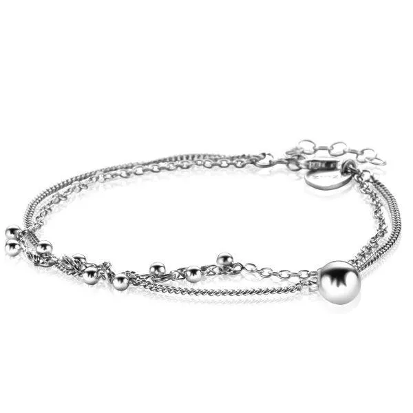 ZINZI zilveren multilook armband met gourmet schakel en bolletjes, met bungelende grotere bol 6mm 16,5-19,5cm ZIA-BF86