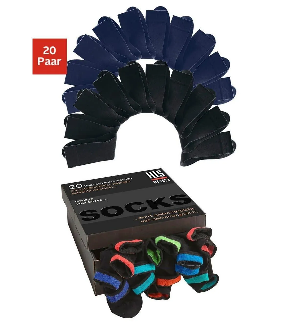 H.I.S Sokken in praktische cadeauverpakking (box, 20 paar)