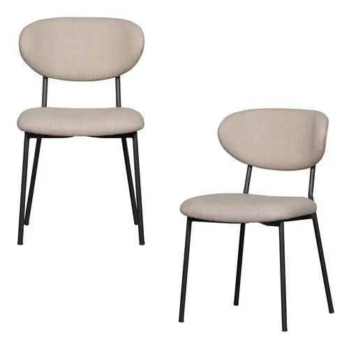 WOOOD eetkamerstoelen Kjeld - Polyester - Naturel - Set van 2