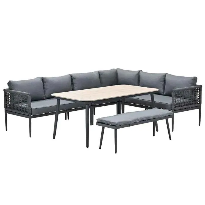Burela lounge dining set 6-delig - mystic grey