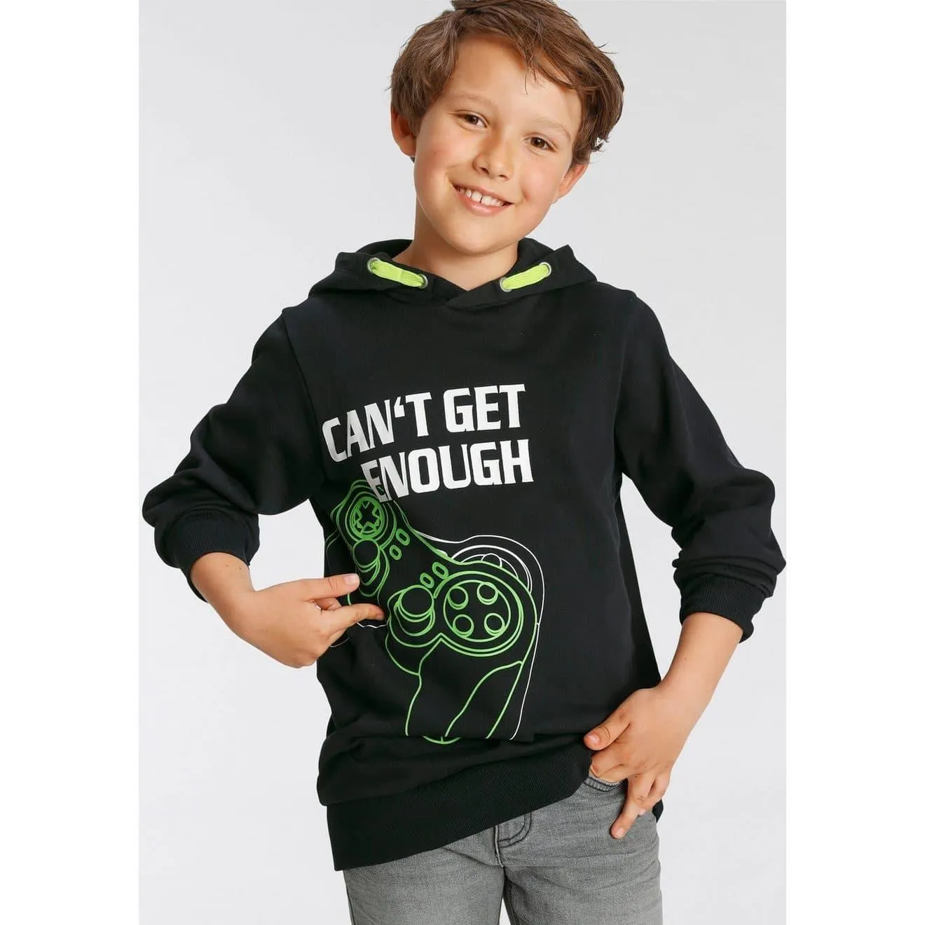 KIDSWORLD Hoodie CAN´T GET ENOUGH - quote bedrukt ontwerp, van katoen