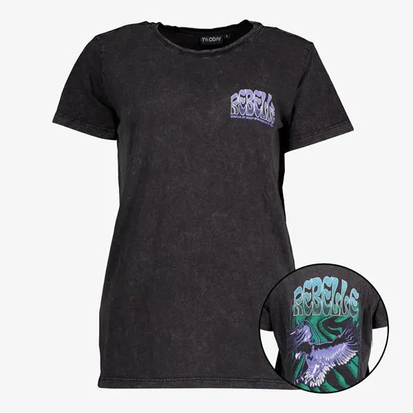 TwoDay dames T-shirt zwart met backprint