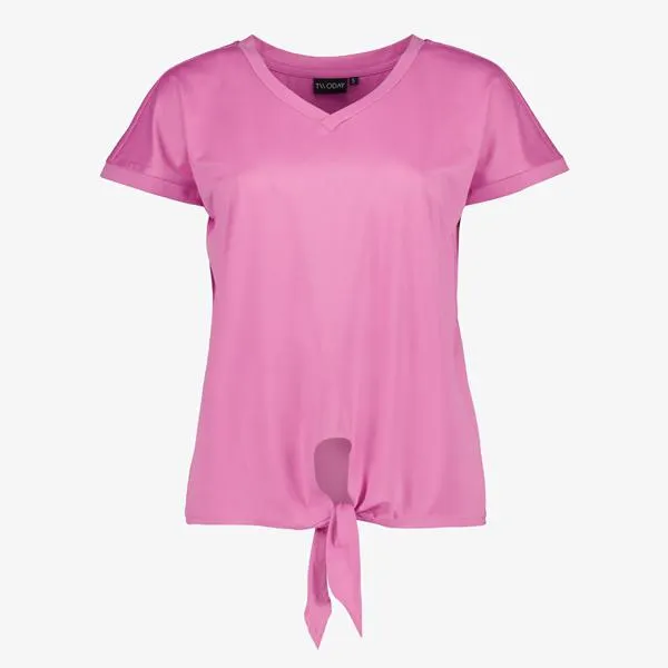 TwoDay dames T-shirt roze met knoop