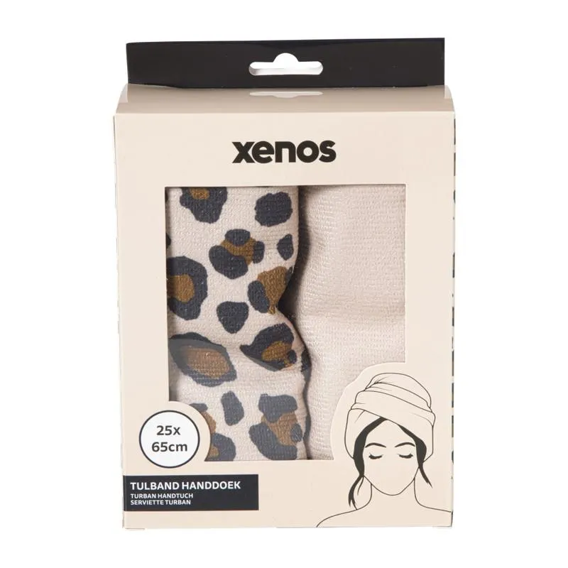 Handdoek tulband - panter - set van 2