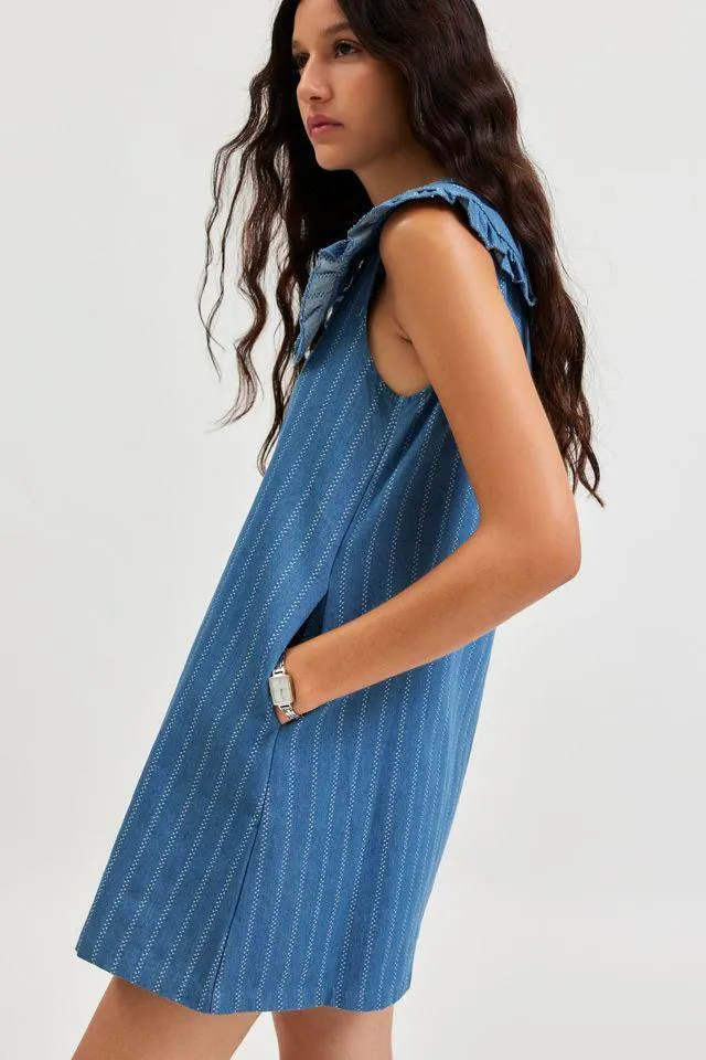 Ghospell Deborah Striped Denim Mini Dress