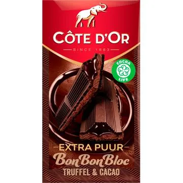 Côte d'Or BonBonBloc chocolade reep Extra Puur Truffel & Cacao 190g