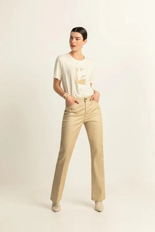 Flared broek met coating